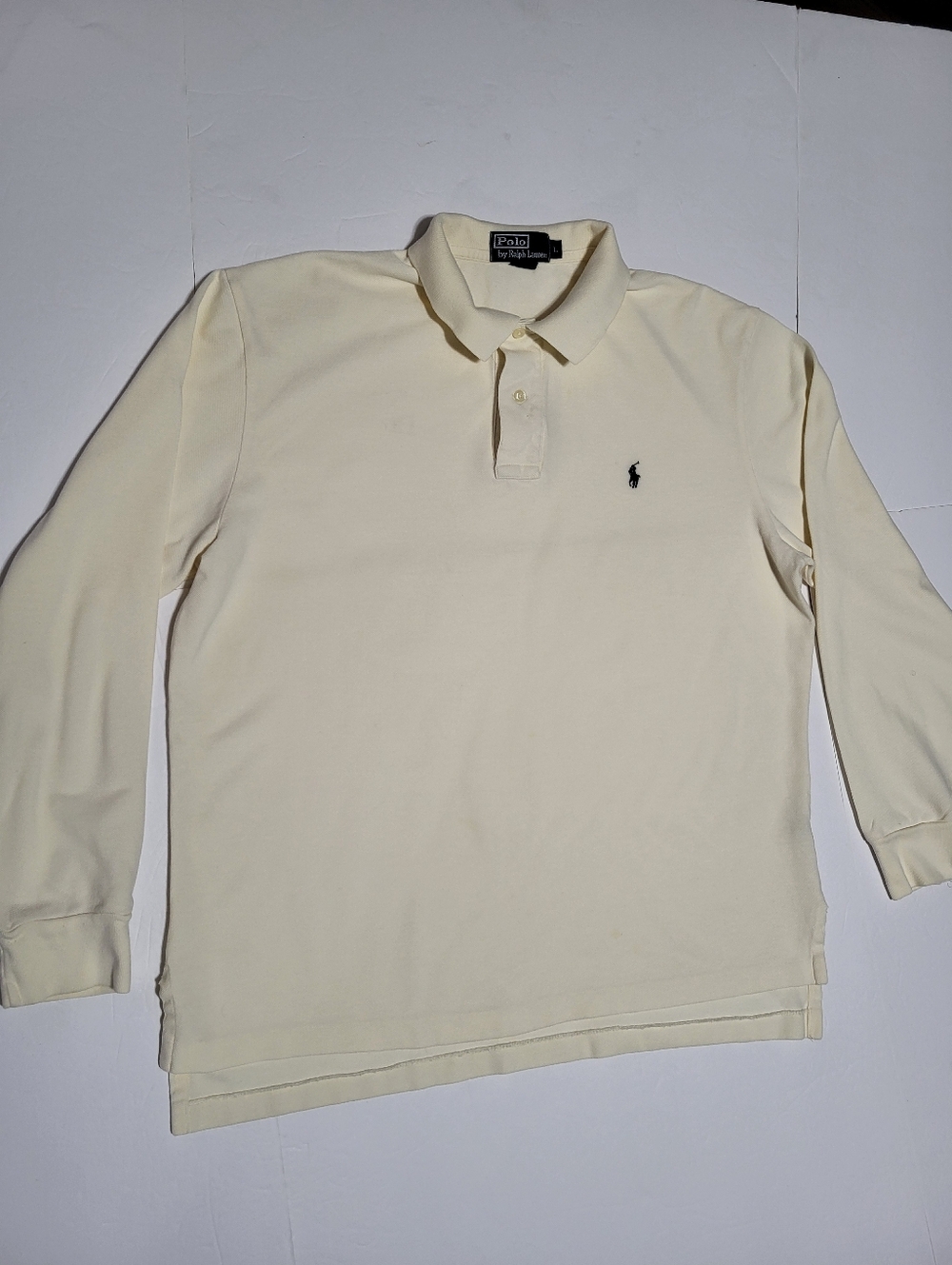 (#AA)Polo by Ralph Lauren Men's Long Sleeve Polo Shirt - Cream